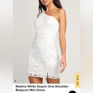 White sequin one sleeve dress